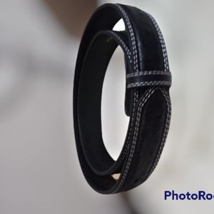 Ostrich print leather belt